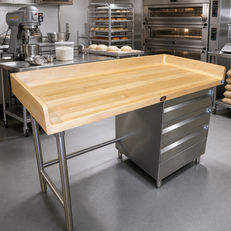 Product image #2 for Advance Tabco 48 x 36 Inch Wood Top Bakers' Table with Right-Side Drawers