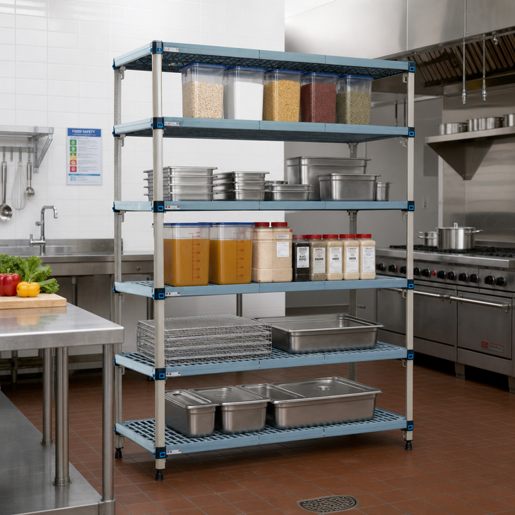 Product image #2 for MetroMax Q 5-Shelf Starter Polymer/Wire Shelving Unit, 72W x 18D x 74H