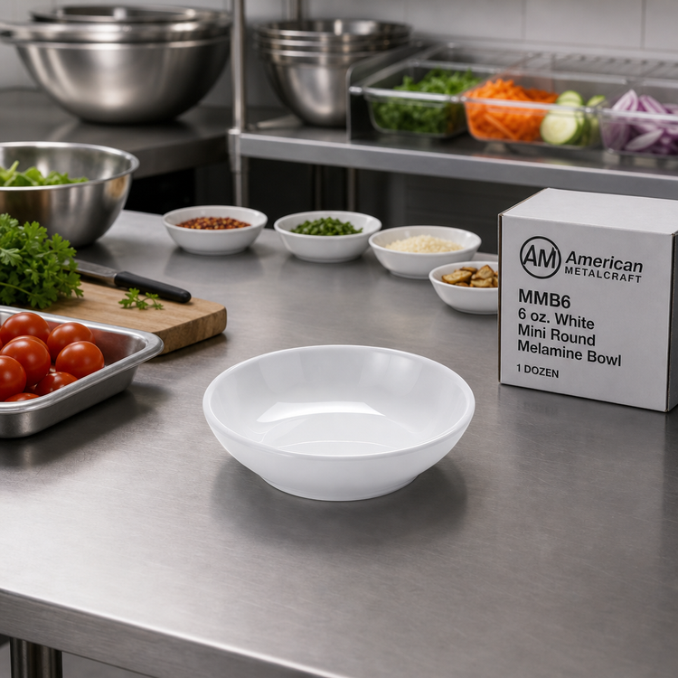 Product image #2 for American Metalcraft MMB6 6 oz White Mini Round Melamine Bowl