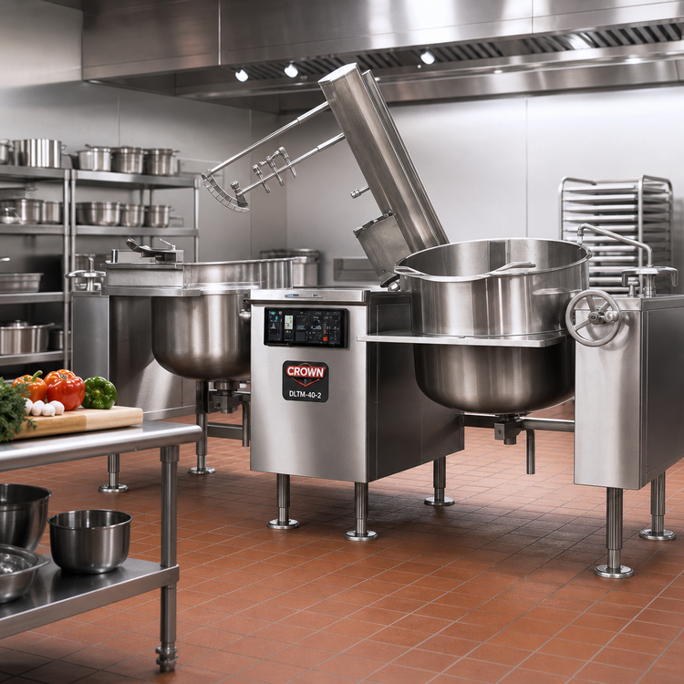 Product image #2 for Crown DLTM-40-2 Twin 40-Gallon Direct Steam Tilting Mixer Kettle