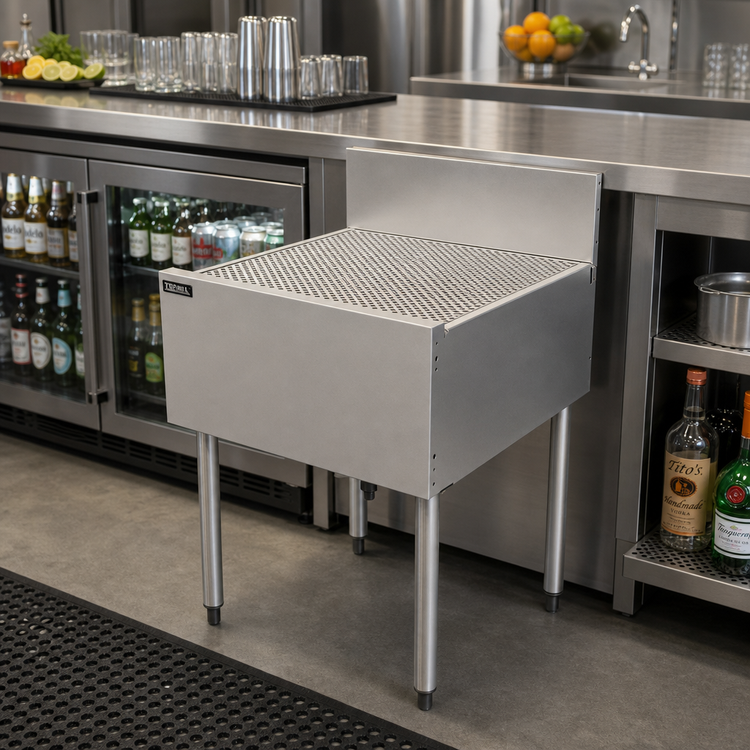 Product image #3 for Top Shelf 24-Inch x 24-Inch Freestanding Stainless Steel Underbar Drainboard with 6-Inch Backsplash