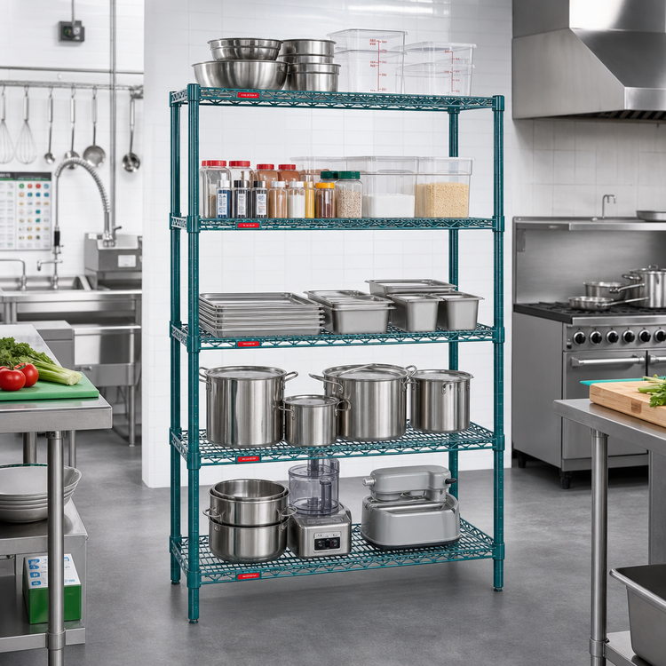 Product image #2 for EagleGard 5-Tier Wire Shelving Starter Unit with QuadTruss Shelves, 48W x 24D x 86H, Stationary
