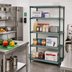 Thumbnail image #2 for Quantum 4-Tier Stationary Wire Plastic Mat Shelving Unit, 36 x 14 x 63 Inches, Green Epoxy Coated