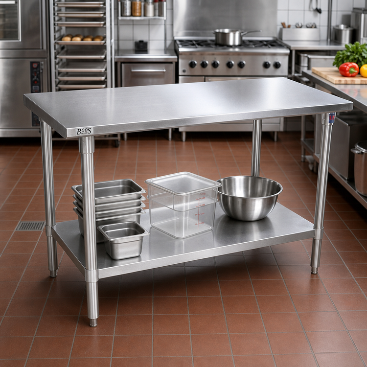 Product image #2 for John Boos Stallion 84-Inch x 24-Inch Stainless Steel Top Work Table with Adjustable Undershelf