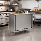 Thumbnail image #2 for Eagle Group Spec-Master CB2436SE Enclosed Stainless Steel Work Table with Sliding Doors, 36"W x 24"D, 14-Gauge 304 Top