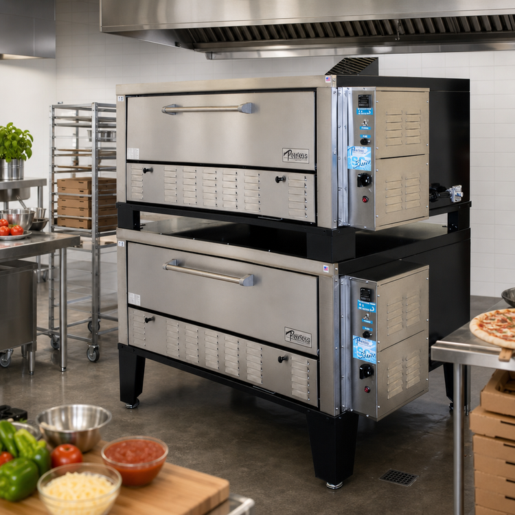 Product image #2 for Peerless CW200PESC Double-Stack Gas Deck Pizza Oven with 52 x 36 Inch Hearth Stone Interior