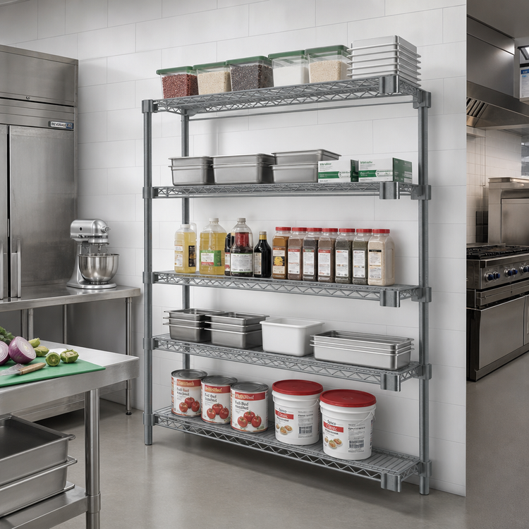 Product image #2 for Eagle Valu-Master 5-Tier Add-On Wire Shelving Unit, 60"W x 24"D x 74"H, Pewter Gray Epoxy