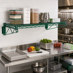 Thumbnail image #2 for Quantum WDWB1472P Wall-Mount Cantilever Wire Shelf, 72 x 14 in, Green Epoxy Finish, with 2 Arms and 2 Mounting Brackets
