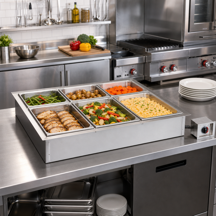 Product image #2 for Alto-Shaam Halo Heat Electric Waterless Drop-In Hot Food Well with 3 Full-Size and 3 Third-Size Pan Capacity