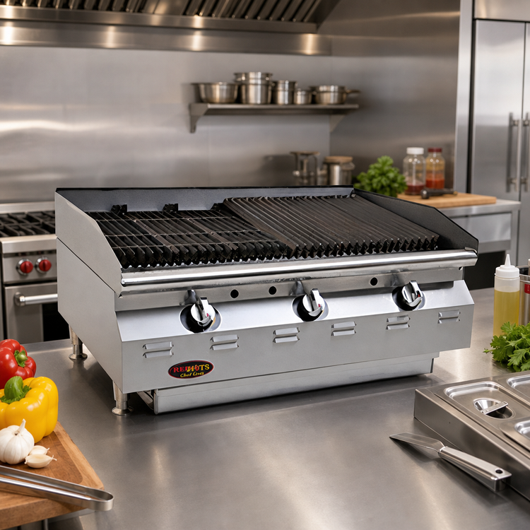 Product image #2 for RedHots Chef Line 24-Inch Natural Gas Countertop Lava Rock Charbroiler