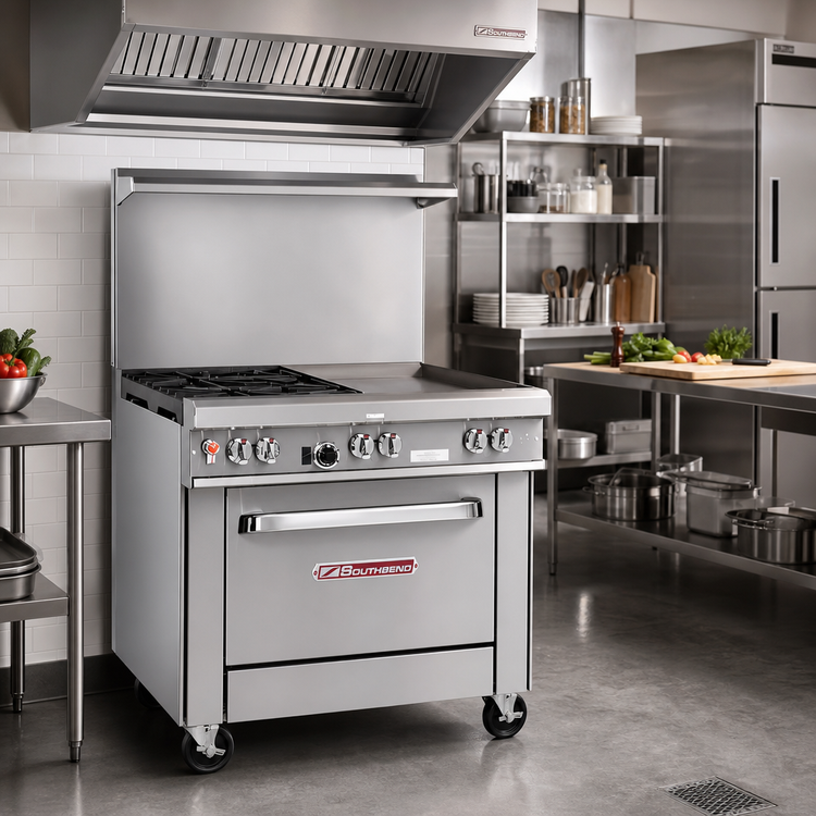 Product image #2 for Southbend Ultimate 36-Inch Gas Restaurant Range with 2 Burners, 24-Inch Griddle, and Convection Oven