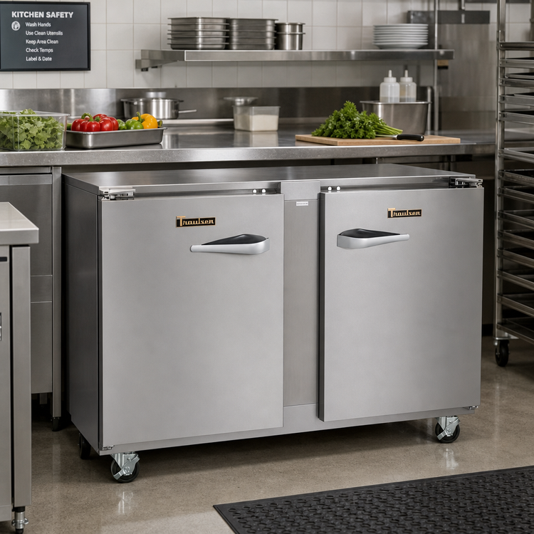 Product image #2 for Traulsen Dealer's Choice 48-Inch Two-Section Undercounter Freezer with Solid Doors, Right/Right Hinged, Stainless Steel Back