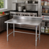 Thumbnail image #2 for John Boos Stallion 60-Inch x 24-Inch Stainless Steel Work Table with 5-Inch Backsplash and Galvanized Base