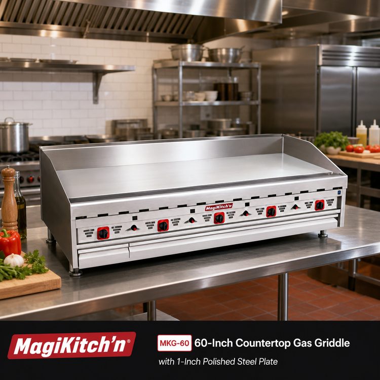 Product image #2 for MagiKitch'n MKG-60 60-Inch Countertop Gas Griddle with 1-Inch Polished Steel Plate