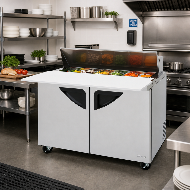 Product image #2 for Turbo Air Super Deluxe 48-Inch Two-Section Sandwich/Salad Prep Table, 12-Pan Opening, 12 Cu. Ft.