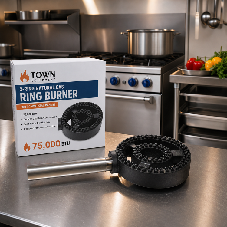 Product image #2 for Town Equipment 2-Ring Natural Gas Ring Burner for Commercial Ranges, 75,000 BTU