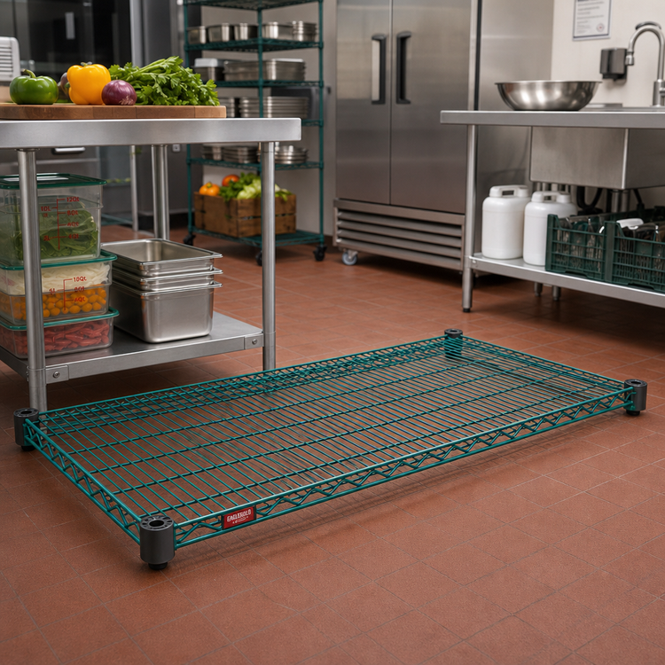 Product image #2 for EagleGard Quad-Adjust Wire Shelf, 60 x 21 Inches, 600 lb Capacity, Blue-Green Hybrid Epoxy Finish