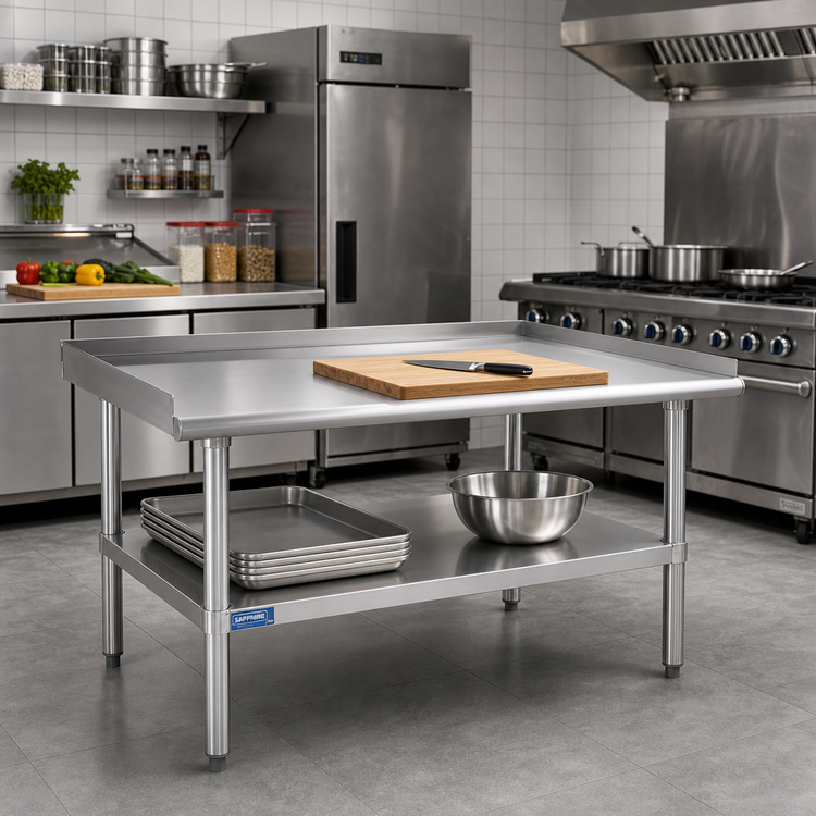 Product image #2 for Sapphire 48 Inch Wide x 24 Inch Deep Stainless Steel Equipment Stand with Adjustable Undershelf