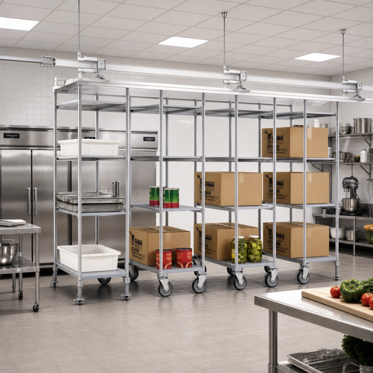 Product image #2 for Eagle Master Trak Overhead Track High-Density Storage Mobile Unit Kit for 21-Inch Deep Shelves