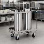 Thumbnail image #2 for Dinex DXPIDP3O0912 Mobile Unheated Triple-Tube Plate and Bowl Dispenser, Open Frame, Stainless Steel, 9-1/8-Inch Capacity