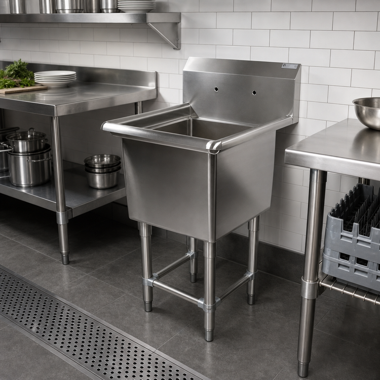 Product image #2 for John Boos Pro-Bowl 1-Compartment Stainless Steel Sink with 10-Inch Backsplash and 18 x 18 x 12-Inch Bowl