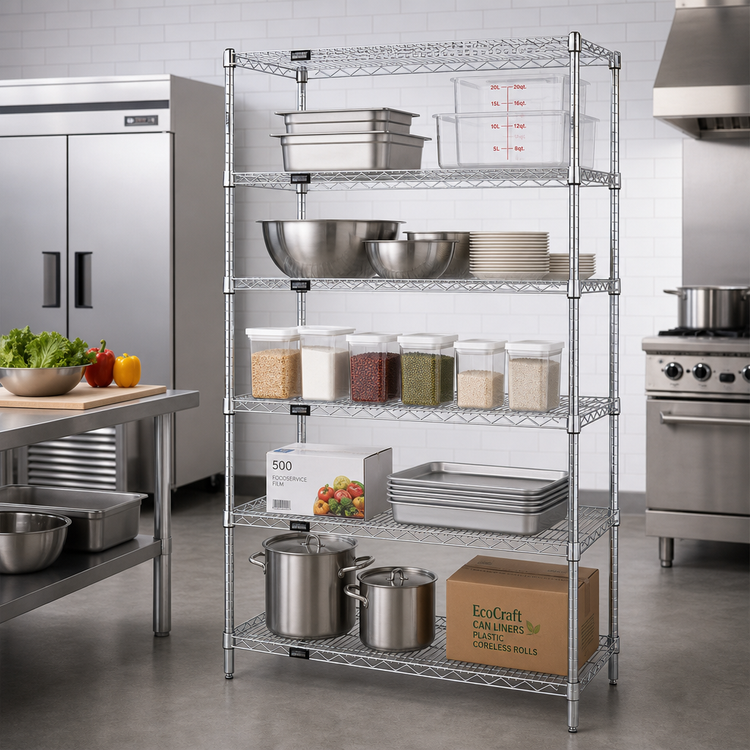 Product image #2 for Quantum 5-Shelf Wire Shelving Starter Kit, 30 x 24 x 54 Inches, Chrome Plated Finish