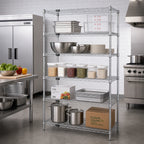 Thumbnail image #2 for Quantum WR54-2430C-5 5-Shelf Stationary Wire Shelving Starter Kit, 30"W x 24"D x 54"H, Chrome Plated, NSF