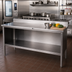 Thumbnail image #2 for John Boos Open Front Cabinet Base Stainless Steel Work Table, 72 Inch W x 30 Inch D, 14 Gauge Top, 5 Inch Backsplash