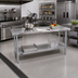 Thumbnail image #2 for Sapphire 60-Inch x 14-Inch Flat Top Stainless Steel Worktable with Galvanized Legs and Undershelf