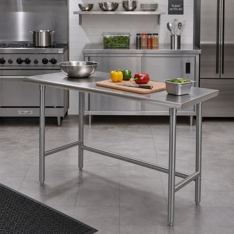 Product image #2 for Advance Tabco 60-Inch x 30-Inch 16 Gauge 304 Stainless Steel Open Base Work Table