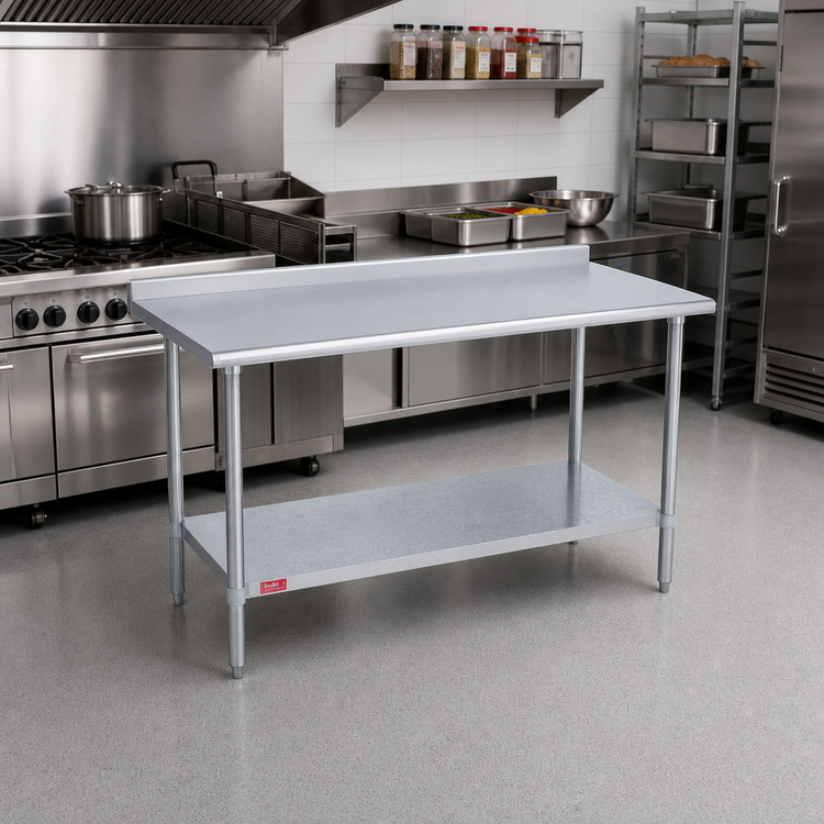 Product image #2 for Duke 30 x 30-Inch Stainless Steel Work Table with 1-1/8-Inch Rear Riser and Galvanized Undershelf