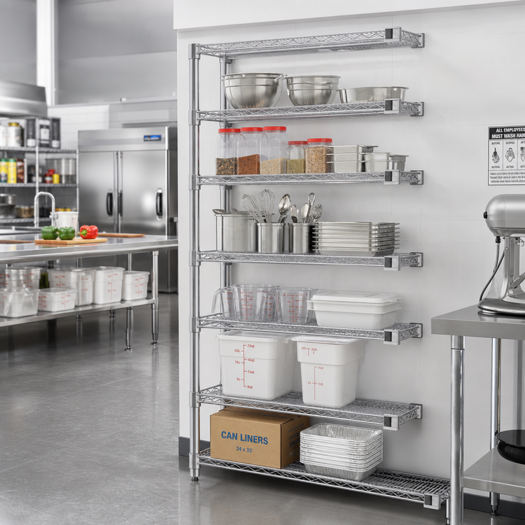 Product image #2 for Eagle Group 5-Tier Add-On Wire Shelving Unit, 24 x 21 x 74 Inches, Stainless Steel Finish