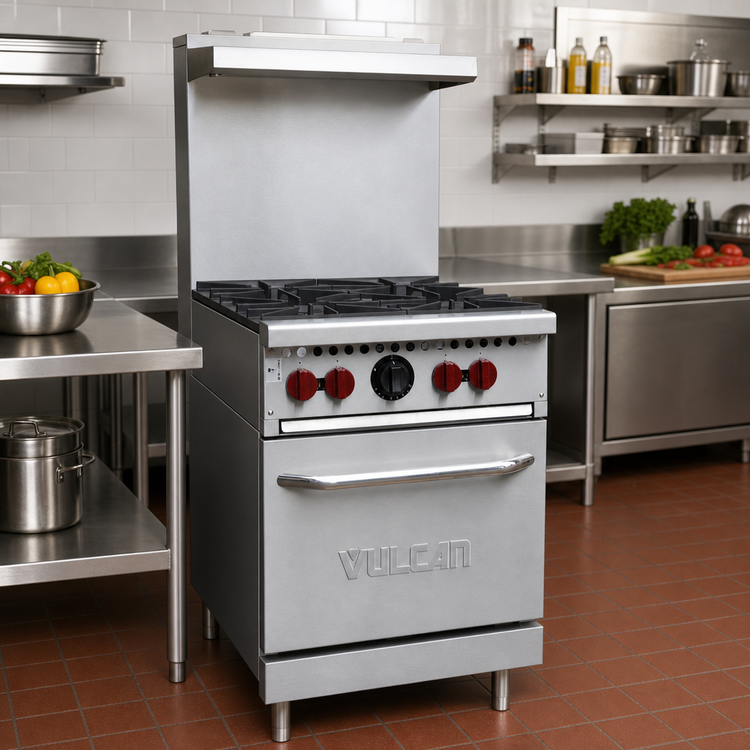 Product image #3 for Vulcan SX Series 24-Inch Natural Gas Restaurant Range with 4 Open Burners and Space Saver Oven