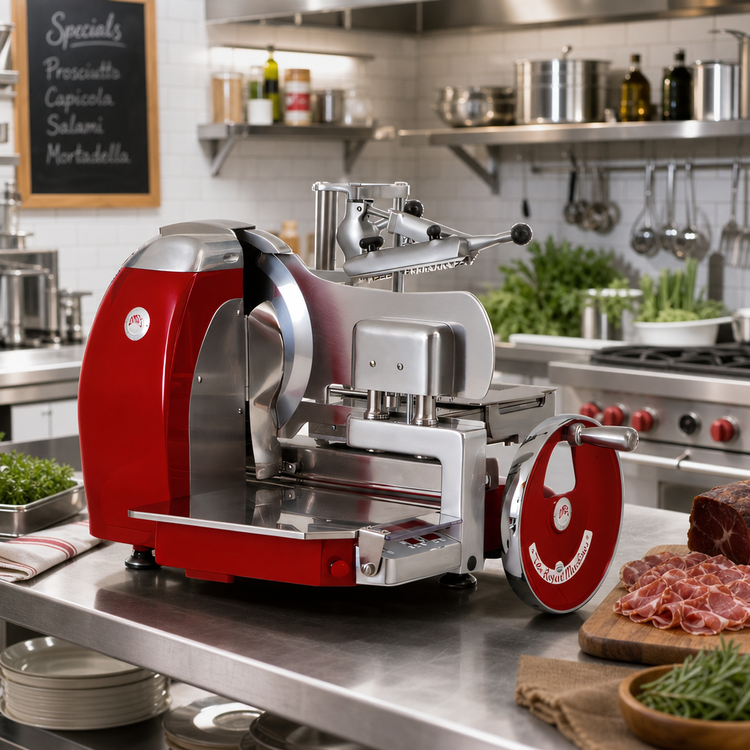Product image #2 for Trento Omas 14.5-Inch Semi-Automatic Volano Flywheel Meat Slicer, 1 HP, 120V