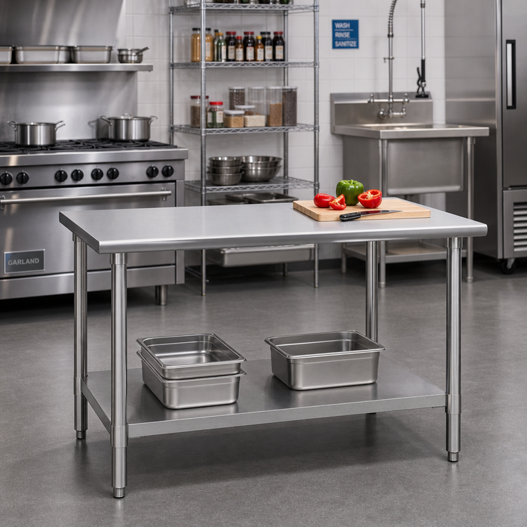 Product image #2 for Eagle Spec-Master 48" x 30" Flat Top 14-Gauge Stainless Steel Work Table with Adjustable Undershelf