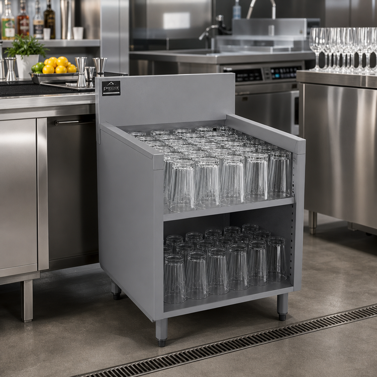 Product image #2 for Prestige Supreme 24-Inch Wide Slanted Open Top Underbar Glass Rack Storage Unit
