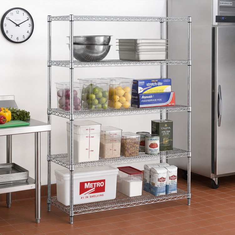 Product image #2 for Metro Super Erecta Starter Wire Shelving Unit — 60 Inches W x 24 Inches D x 63 Inches H, 4 Shelves (Brite Zinc Finish)