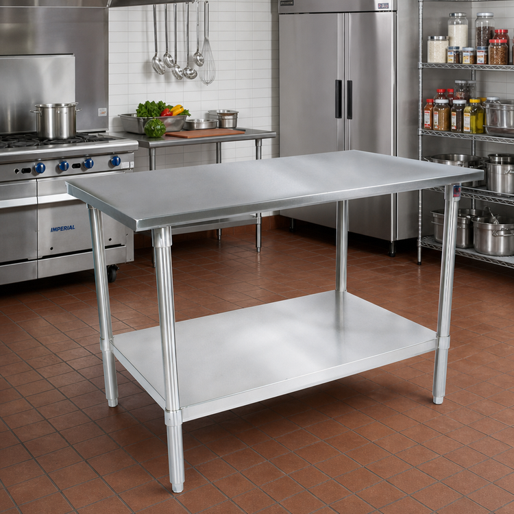 Product image #2 for John Boos Stallion 60-Inch x 36-Inch 16-Gauge 300 Series Stainless Steel Top Work Table