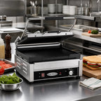 Thumbnail image #2 for Serv-Ware EPG-100GG Single Countertop Electric Panini Press with Grooved Cast Iron Plates and Manual Controls