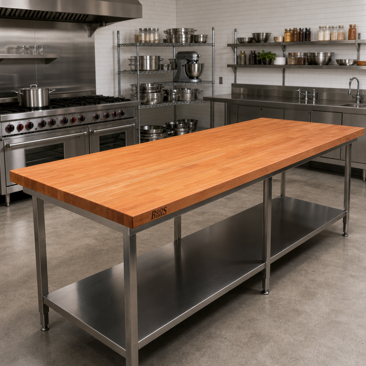 Product image #2 for John Boos Boos Block American Cherry Blended Edge Grain Kitchen Countertop with Varnique Finish, 144 x 38 x 1-1/2 Inches