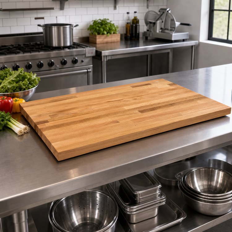 Product image #2 for John Boos Appalachian Red Oak Kitchen Countertop, 42"W x 25"D x 1-1/2" Thick, Blended Rails, Varnique Finish