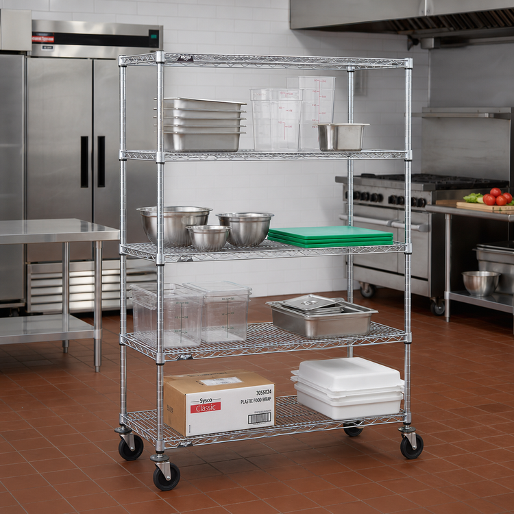 Product image #2 for Metro Super Erecta Chrome Wire Stem Caster Cart, 4 Shelves, 48 x 21 x 69 Inches
