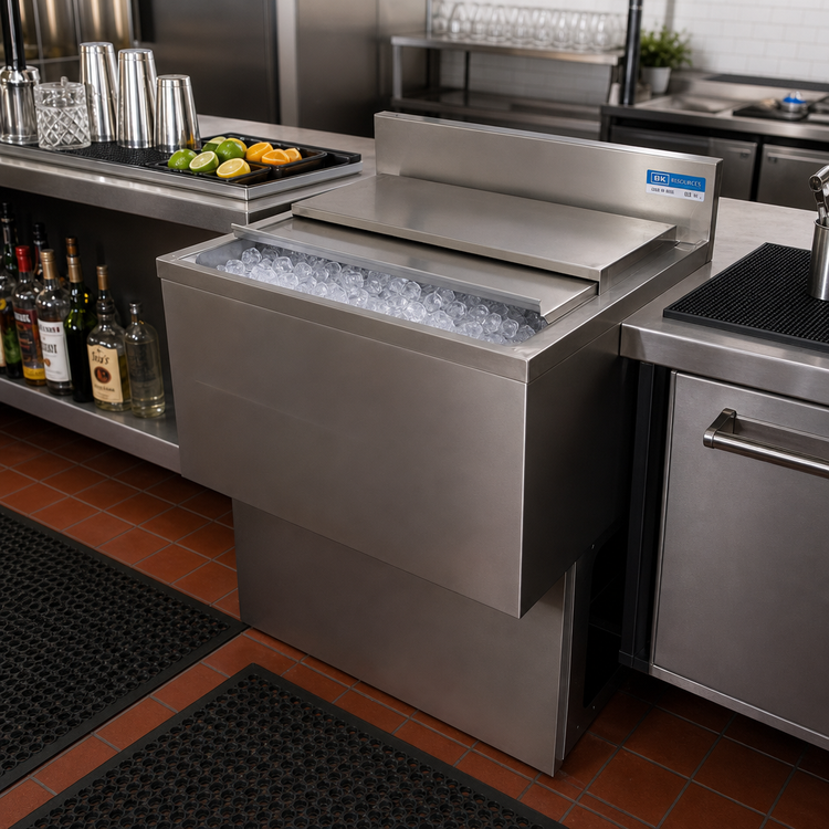 Product image #3 for 24-Inch Underbar Insulated Ice Bin with 8-Circuit Aluminum Cold Plate, 66 lb Capacity