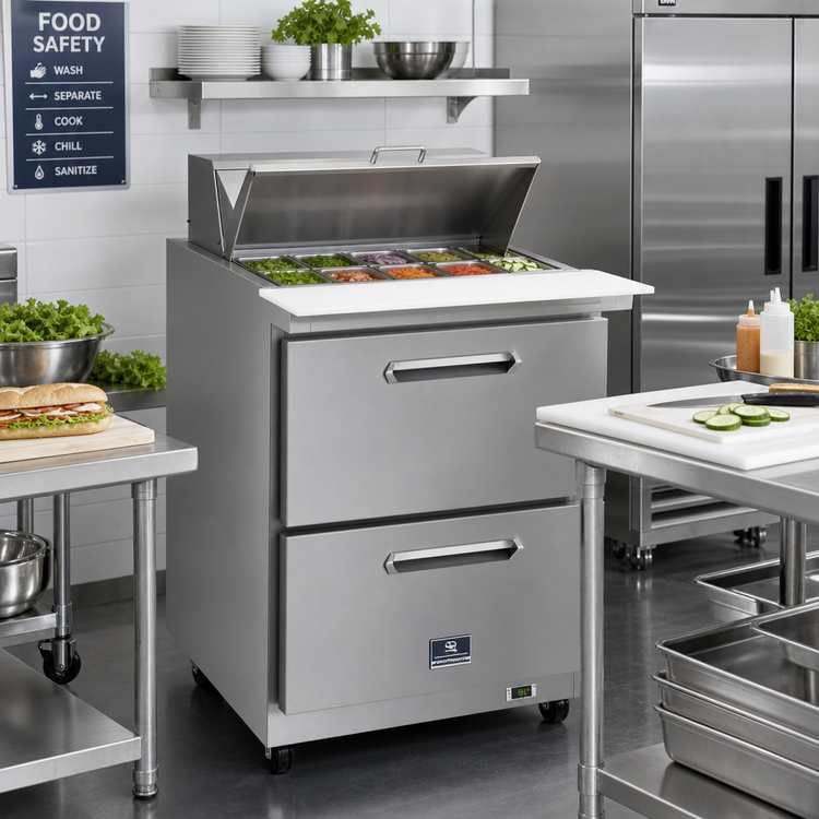 Product image #3 for Kelvinator Commercial 29-Inch 1-Section 2-Drawer Mega Top Refrigerated Sandwich/Salad Prep Table, 12-Pan Top