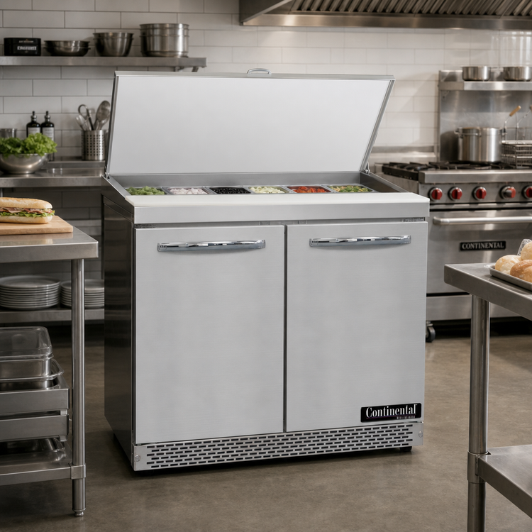 Product image #2 for Continental Refrigerator D36N15M-FB Designer Line 36" Mighty Top Two-Section Sandwich Prep Table