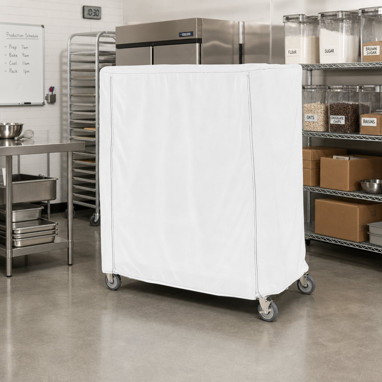 Product image #2 for Metro White Uncoated Knitted Polyester Cart Cover with Velcro Fastener, 36 x 24 x 62 Inches