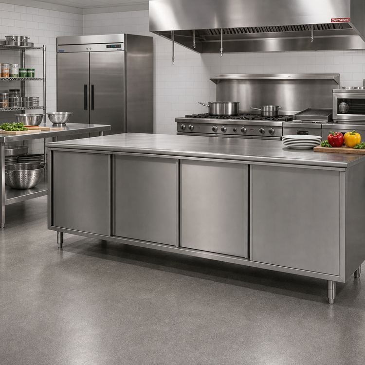Product image #2 for Eagle Spec-Master Series 144-Inch Wide Stainless Steel Plate Cabinet with 4 Sliding Doors