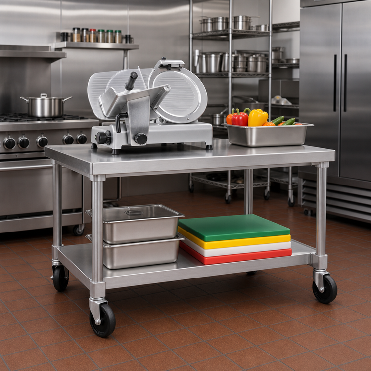 Product image #2 for Mobile Countertop Equipment Stand with Removable Undershelf, 36 Inch W x 24 Inch D x 24 Inch H, 1000 lb Capacity