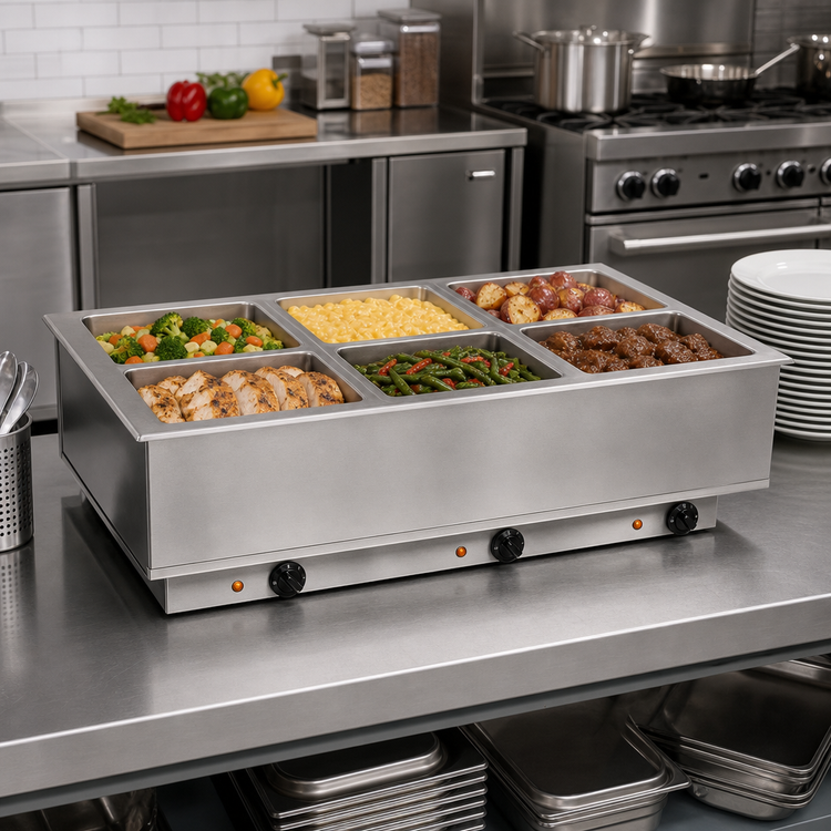 Product image #2 for Atlas Metal WIH-6 6-Well Electric Hot Food Drop-In Well Unit