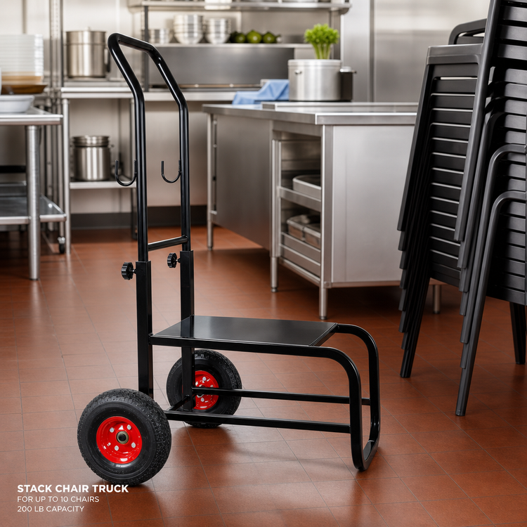 Product image #2 for Black Powder-Coated Stack Chair Truck for Up to 10 Chairs, 200 lb Capacity